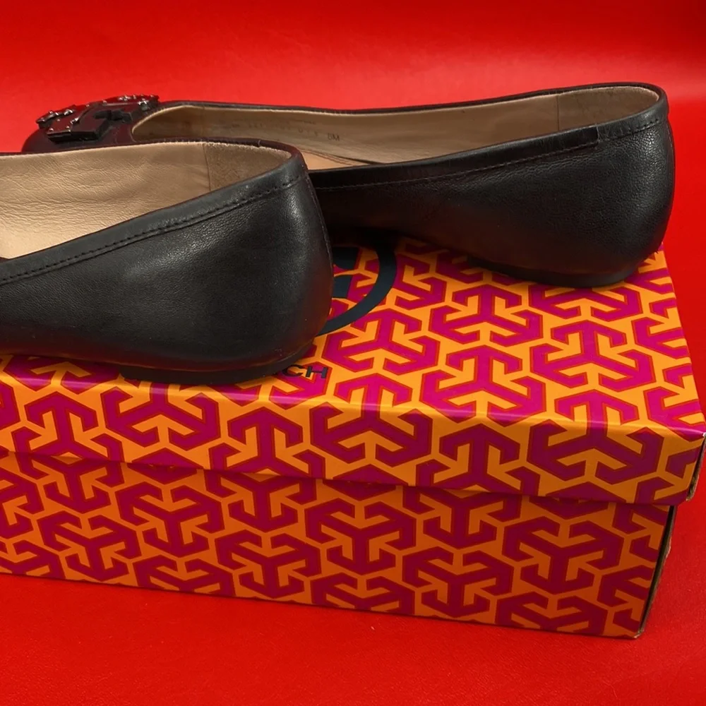 Tory Burch Lowell Black Leather Flats size 8M - Picture 16 of 16